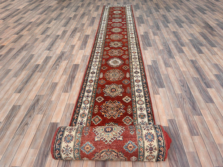 2'8" x 39'1" New Hand Knotted Red Wool Runner Oriental Rug - MOA10282607