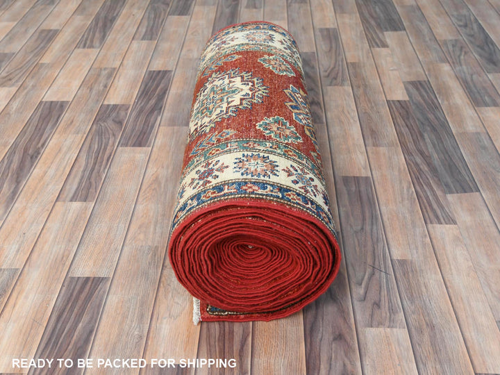 2'8" x 39'1" New Hand Knotted Red Wool Runner Oriental Rug - MOA10282607