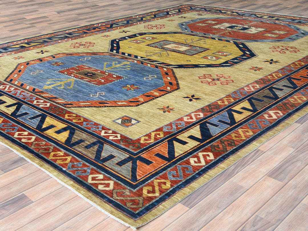 10'2" x 13'6" New Hand Knotted Green Wool Rectangle Oriental Rug - MOA10282613