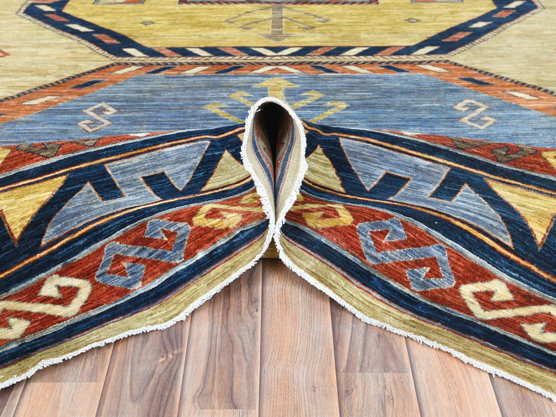 10'2" x 13'6" New Hand Knotted Green Wool Rectangle Oriental Rug - MOA10282613