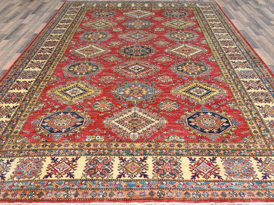 8'10" x 12'8" New Hand Knotted Red Wool Rectangle Oriental Rug - MOA10282641