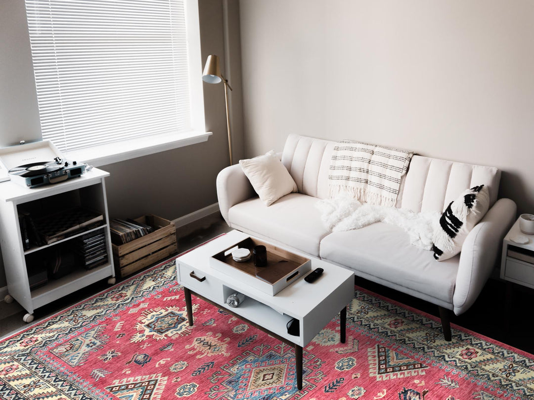 6'0" x 9'1" New Hand Knotted Pink Wool Rectangle Oriental Rug - MOA10282644