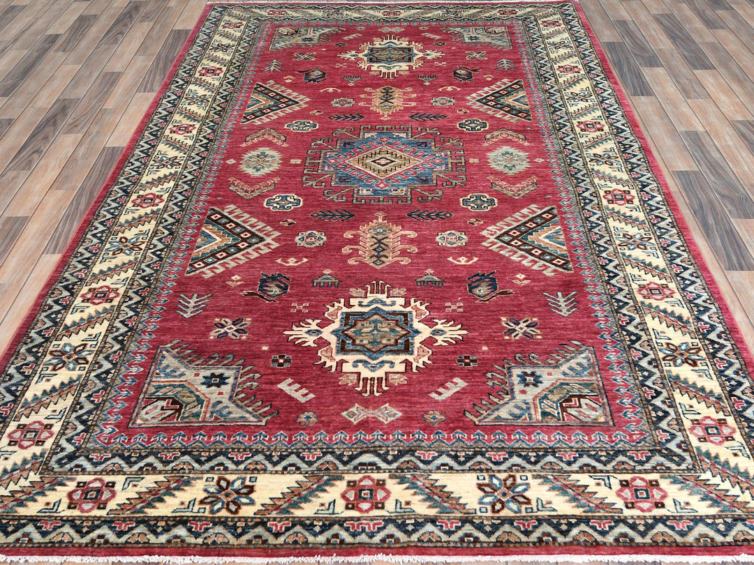 6'0" x 9'1" New Hand Knotted Pink Wool Rectangle Oriental Rug - MOA10282644