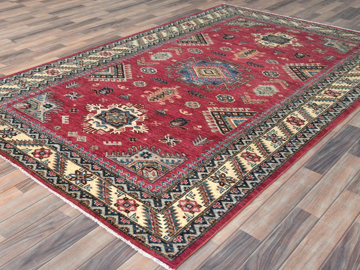 6'0" x 9'1" New Hand Knotted Pink Wool Rectangle Oriental Rug - MOA10282644