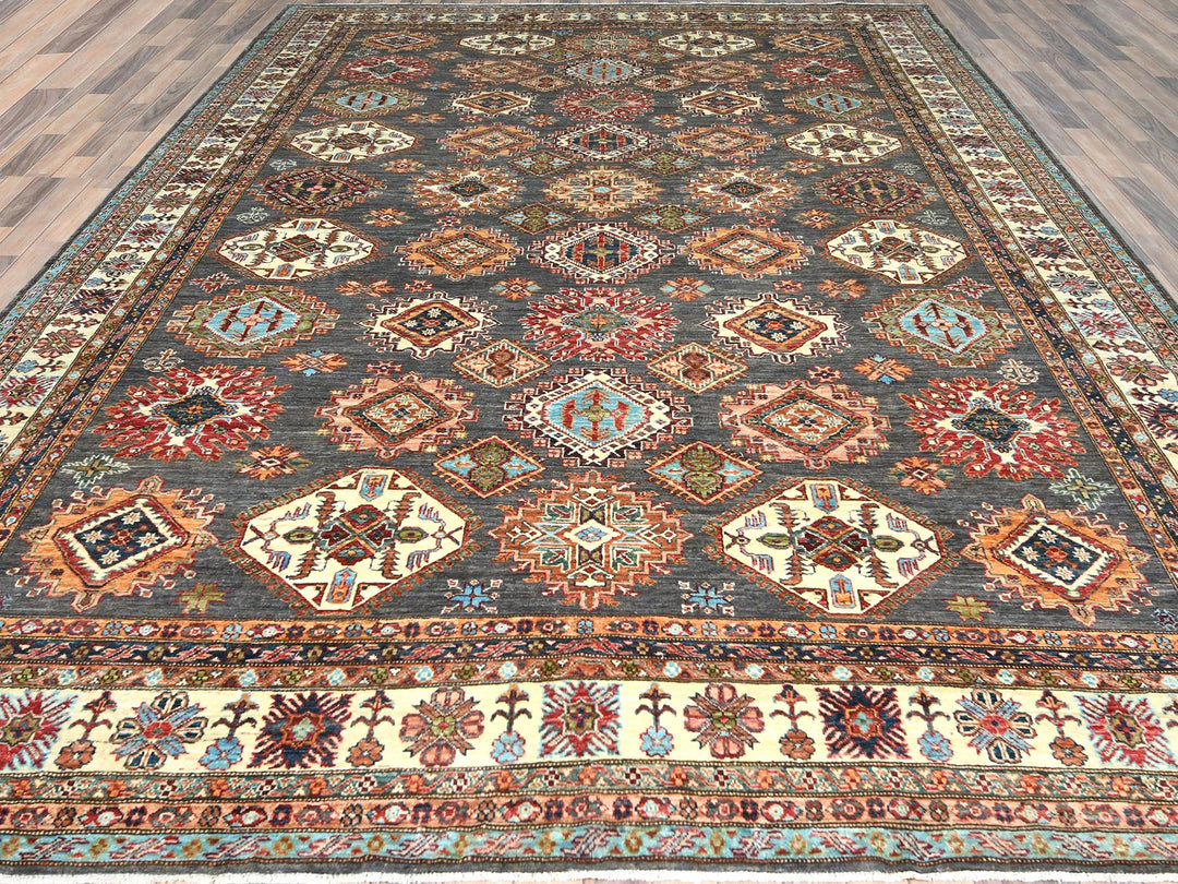 10'3" x 13'10" New Hand Knotted Grey Wool Rectangle Oriental Rug - MOA10282648