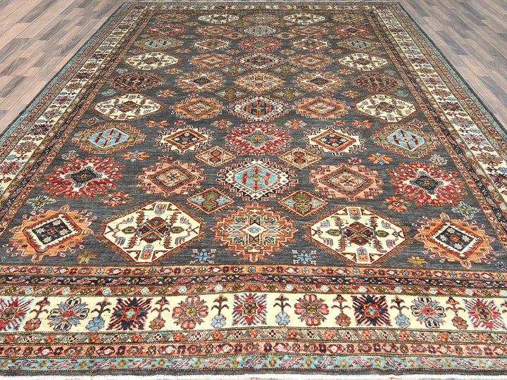 10'3" x 13'10" New Hand Knotted Grey Wool Rectangle Oriental Rug - MOA10282648