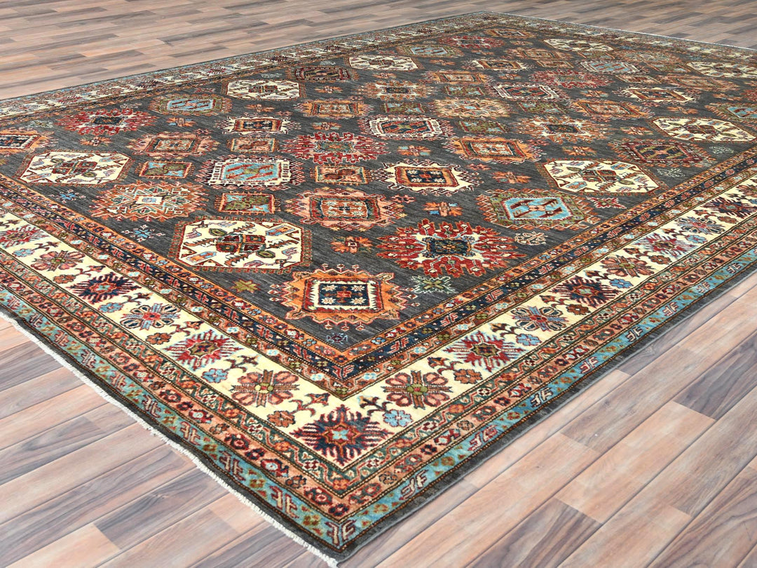 10'3" x 13'10" New Hand Knotted Grey Wool Rectangle Oriental Rug - MOA10282648