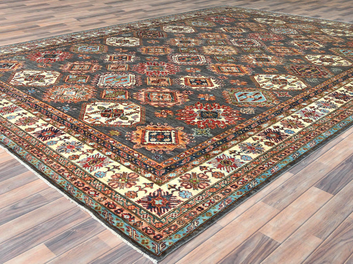 10'3" x 13'10" New Hand Knotted Grey Wool Rectangle Oriental Rug - MOA10282648