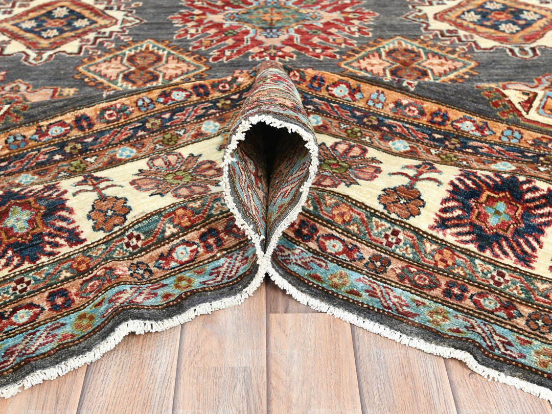 10'3" x 13'10" New Hand Knotted Grey Wool Rectangle Oriental Rug - MOA10282648