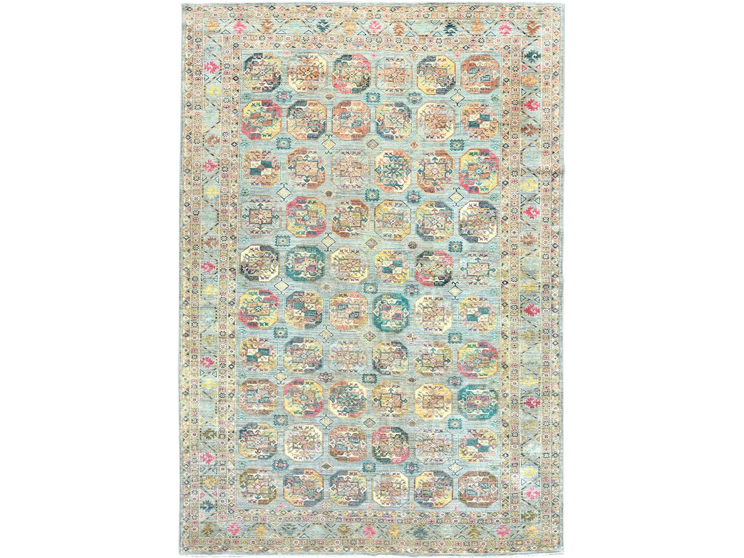 9'9" x 14'1" New Hand Knotted Blue Wool Rectangle Oriental Rug - MOA10282656