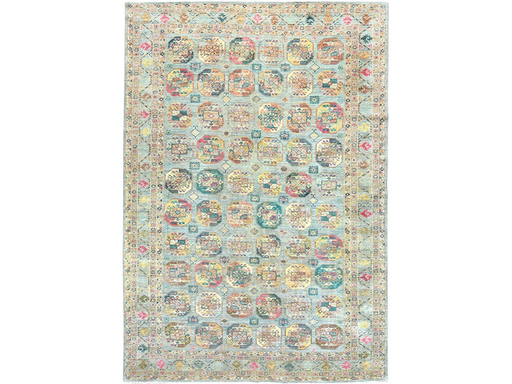 9'9" x 14'1" New Hand Knotted Blue Wool Rectangle Oriental Rug - MOA10282656