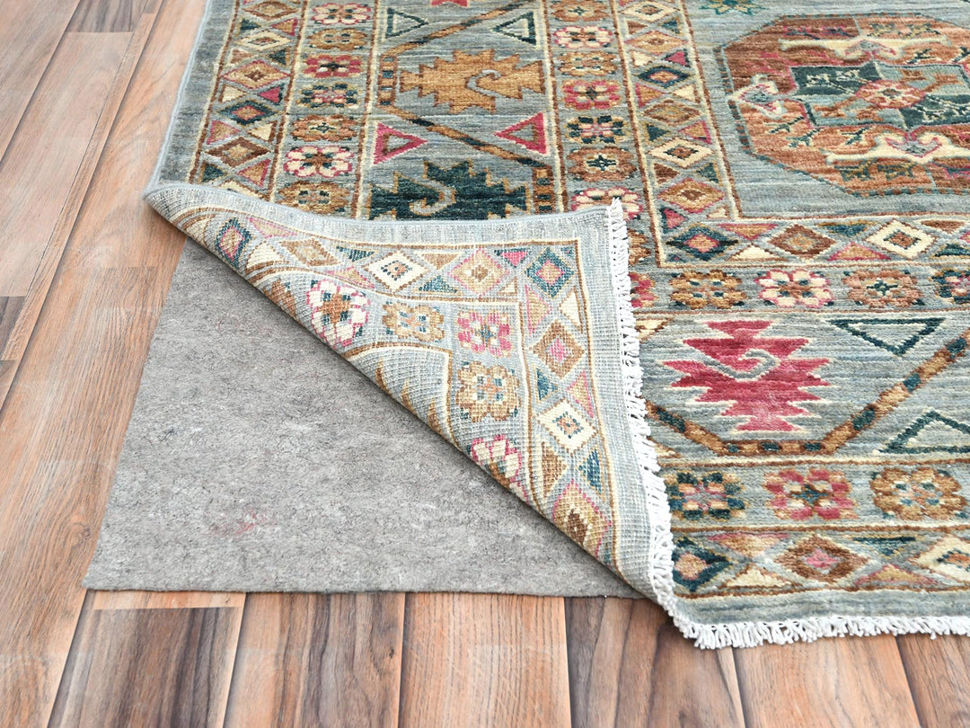 9'9" x 14'1" New Hand Knotted Blue Wool Rectangle Oriental Rug - MOA10282656