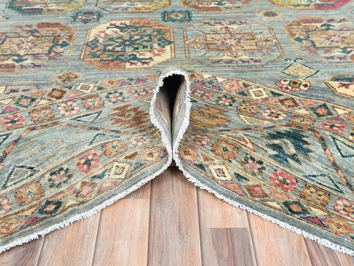 9'9" x 14'1" New Hand Knotted Blue Wool Rectangle Oriental Rug - MOA10282656