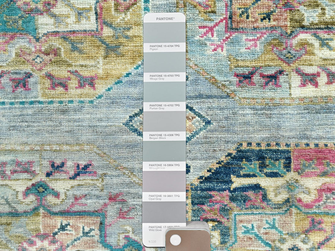 9'9" x 14'1" New Hand Knotted Blue Wool Rectangle Oriental Rug - MOA10282656