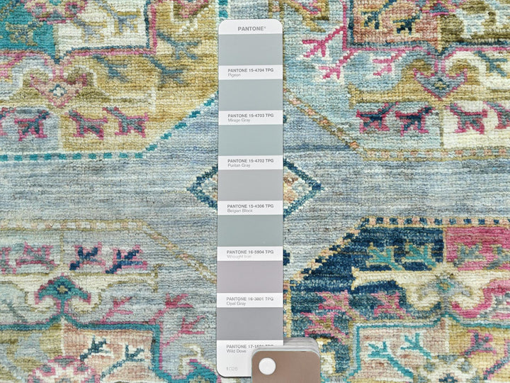 9'9" x 14'1" New Hand Knotted Blue Wool Rectangle Oriental Rug - MOA10282656