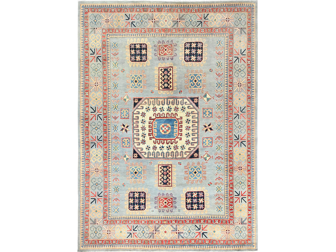 7'9" x 10'8" New Hand Knotted Grey Wool Rectangle Oriental Rug - MOA10282706