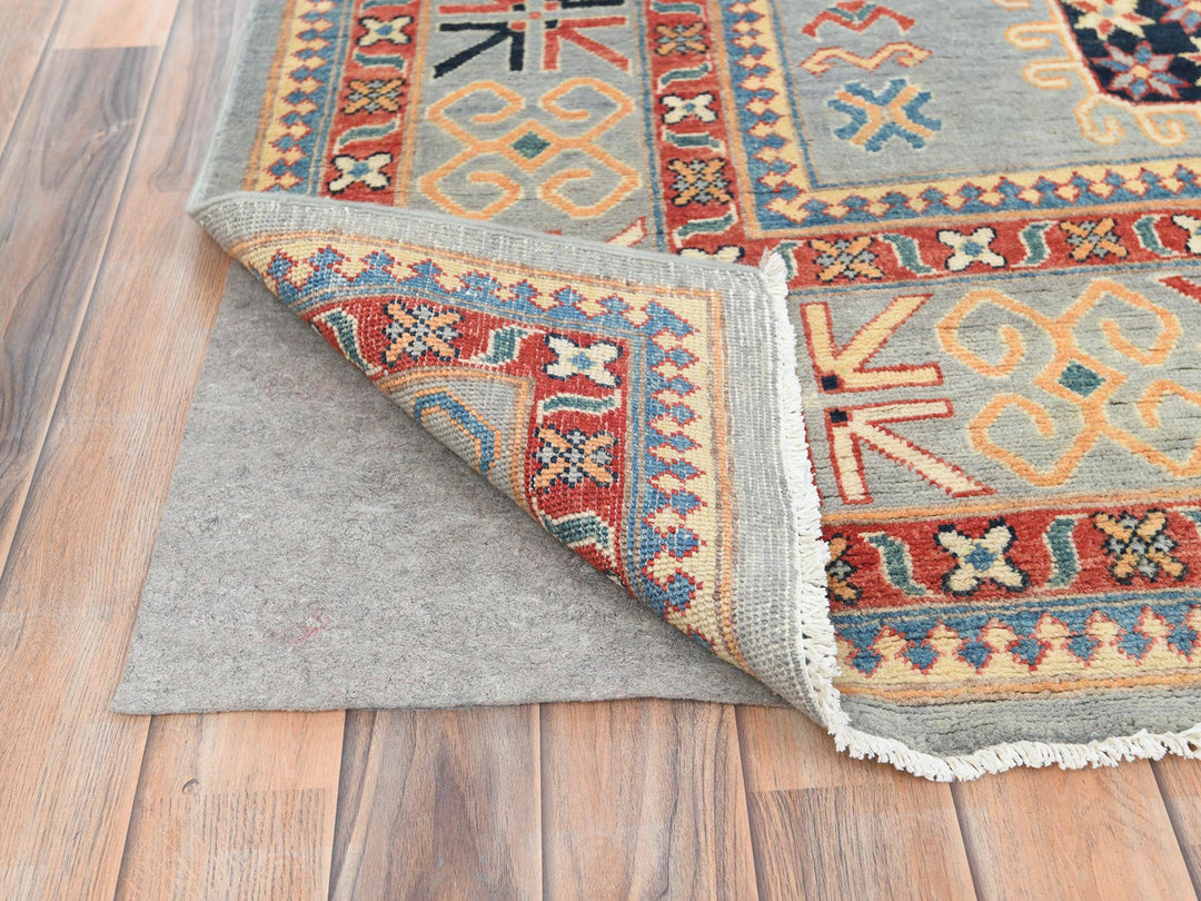 7'9" x 10'8" New Hand Knotted Grey Wool Rectangle Oriental Rug - MOA10282706