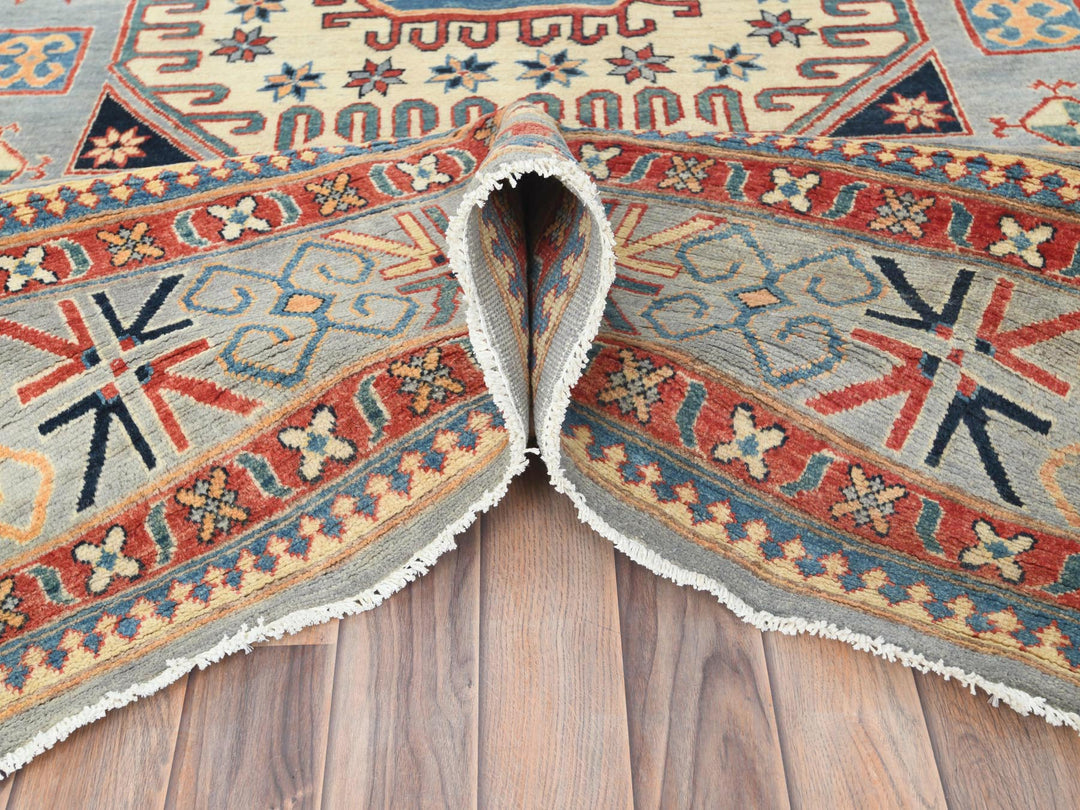 7'9" x 10'8" New Hand Knotted Grey Wool Rectangle Oriental Rug - MOA10282706