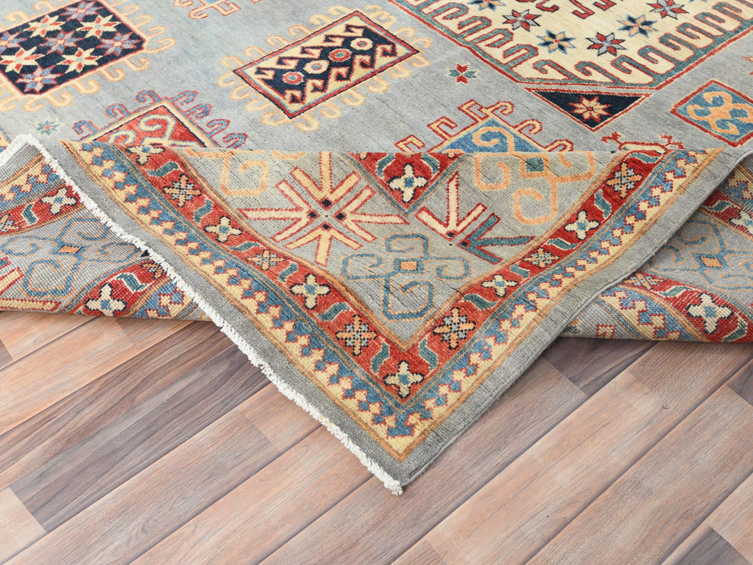 7'9" x 10'8" New Hand Knotted Grey Wool Rectangle Oriental Rug - MOA10282706