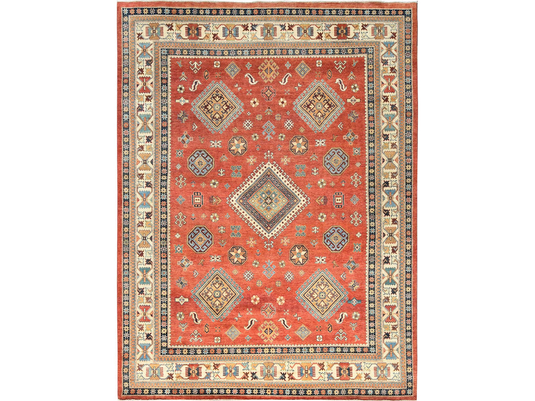 9'0" x 11'9" New Hand Knotted Red Wool Rectangle Oriental Rug - MOA10282709