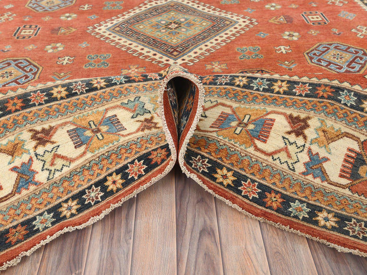 9'0" x 11'9" New Hand Knotted Red Wool Rectangle Oriental Rug - MOA10282709