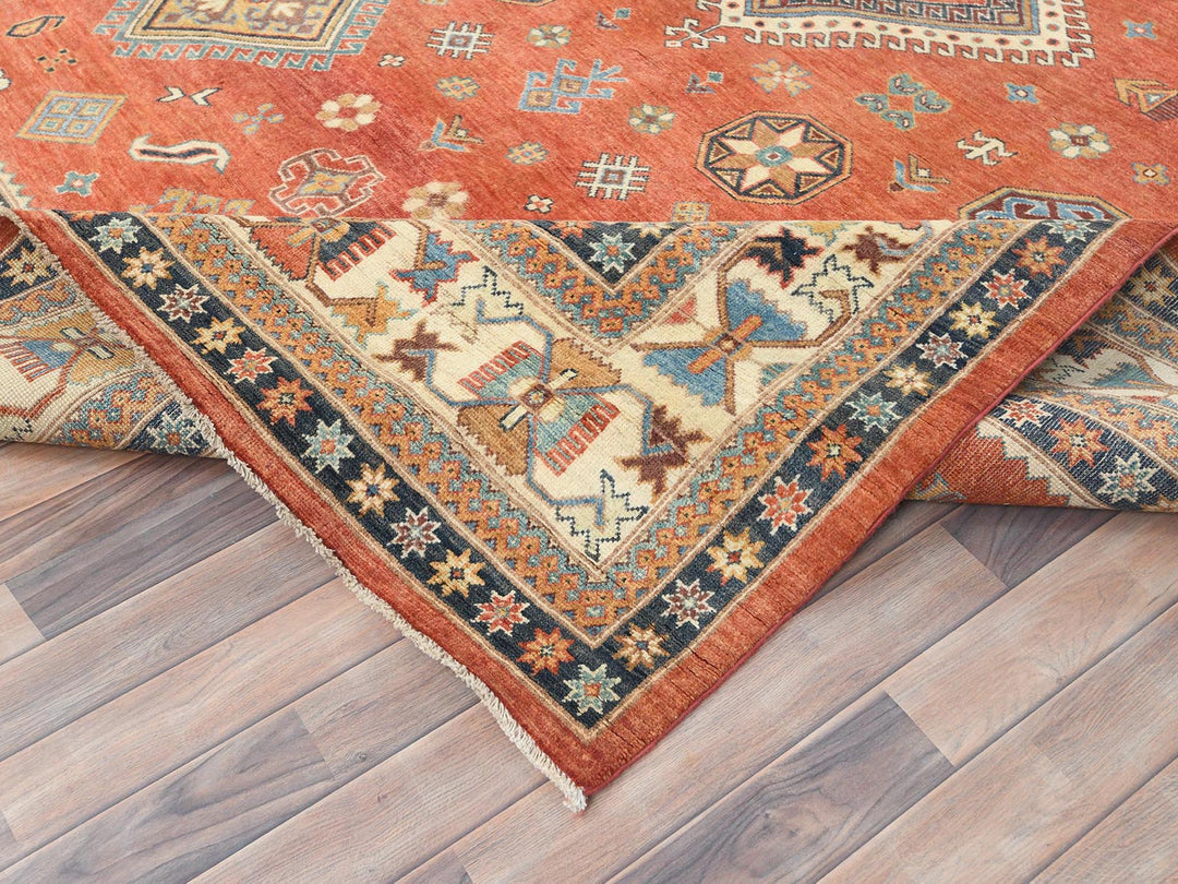 9'0" x 11'9" New Hand Knotted Red Wool Rectangle Oriental Rug - MOA10282709