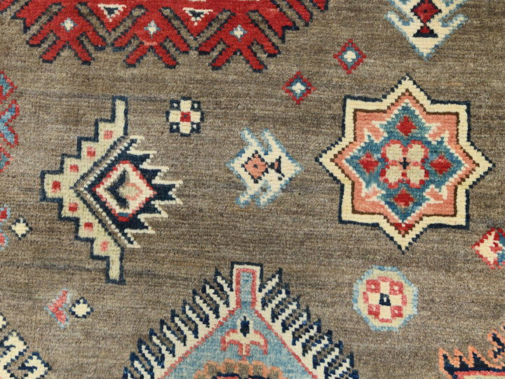 8'10" x 9'0" New Hand Knotted Brown Wool Round Oriental Rug - MOA10282711