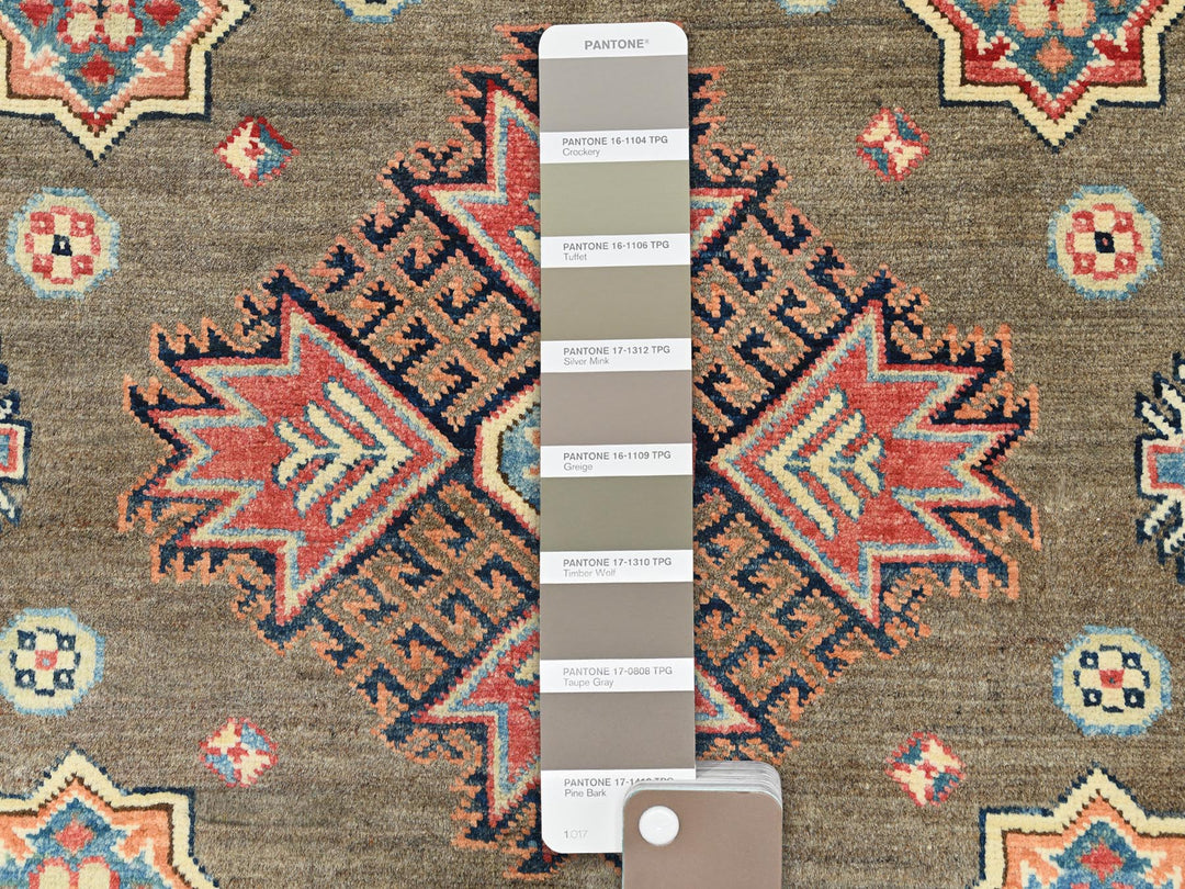 8'10" x 9'0" New Hand Knotted Brown Wool Round Oriental Rug - MOA10282711