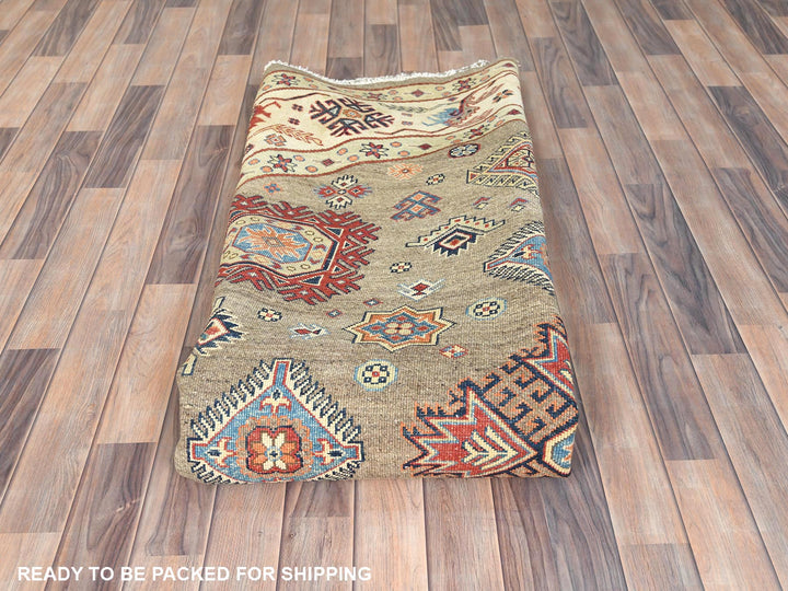 8'10" x 9'0" New Hand Knotted Brown Wool Round Oriental Rug - MOA10282711