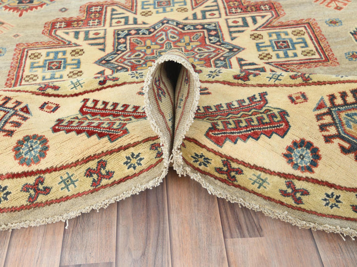 8'0" x 7'9" New Hand Knotted Yellow Wool Round Oriental Rug - MOA10282712