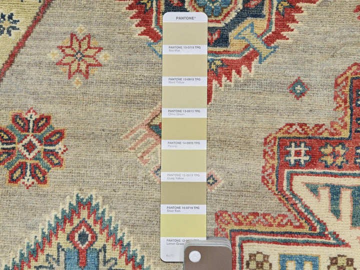 8'0" x 7'9" New Hand Knotted Yellow Wool Round Oriental Rug - MOA10282712