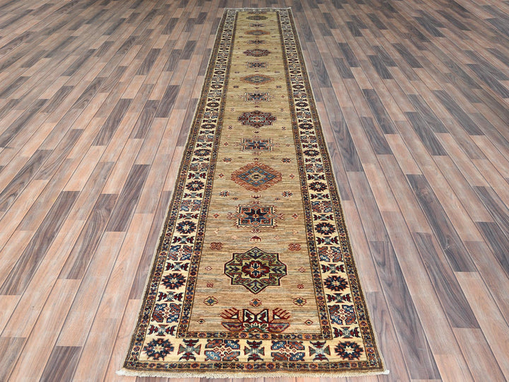 2'7" x 13'6" New Hand Knotted Brown Wool Runner Oriental Rug - MOA10282721