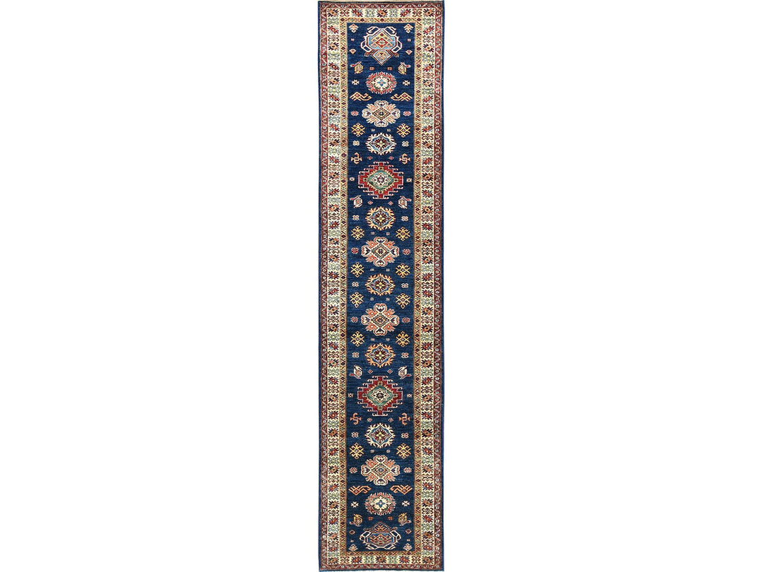 2'10" x 13'2" New Hand Knotted Blue Wool Runner Oriental Rug - MOA10282723