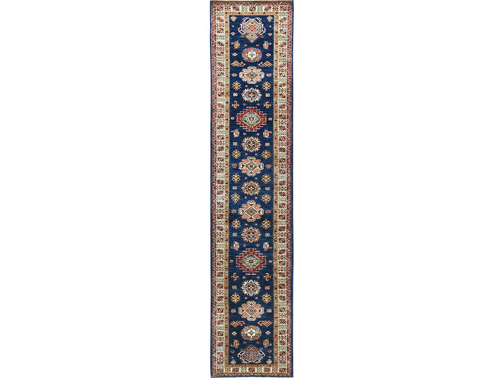 2'10" x 13'2" New Hand Knotted Blue Wool Runner Oriental Rug - MOA10282723