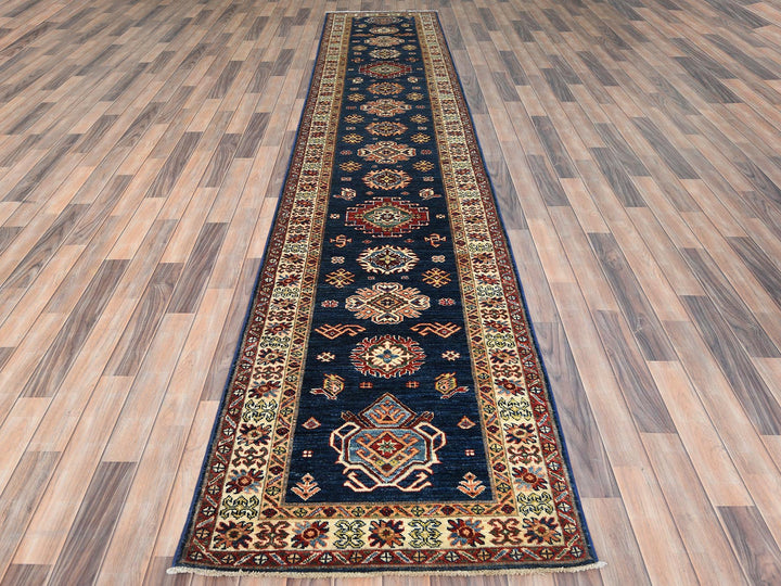 2'10" x 13'2" New Hand Knotted Blue Wool Runner Oriental Rug - MOA10282723