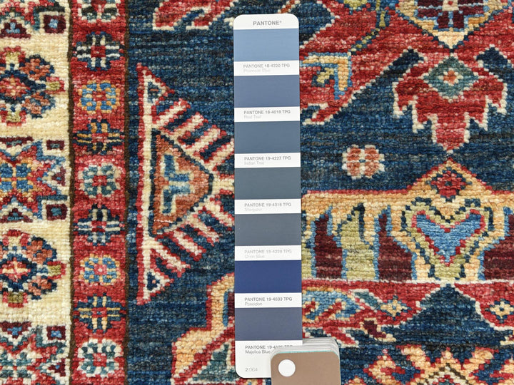 2'7" x 13'6" New Hand Knotted Blue Wool Runner Oriental Rug - MOA10282725