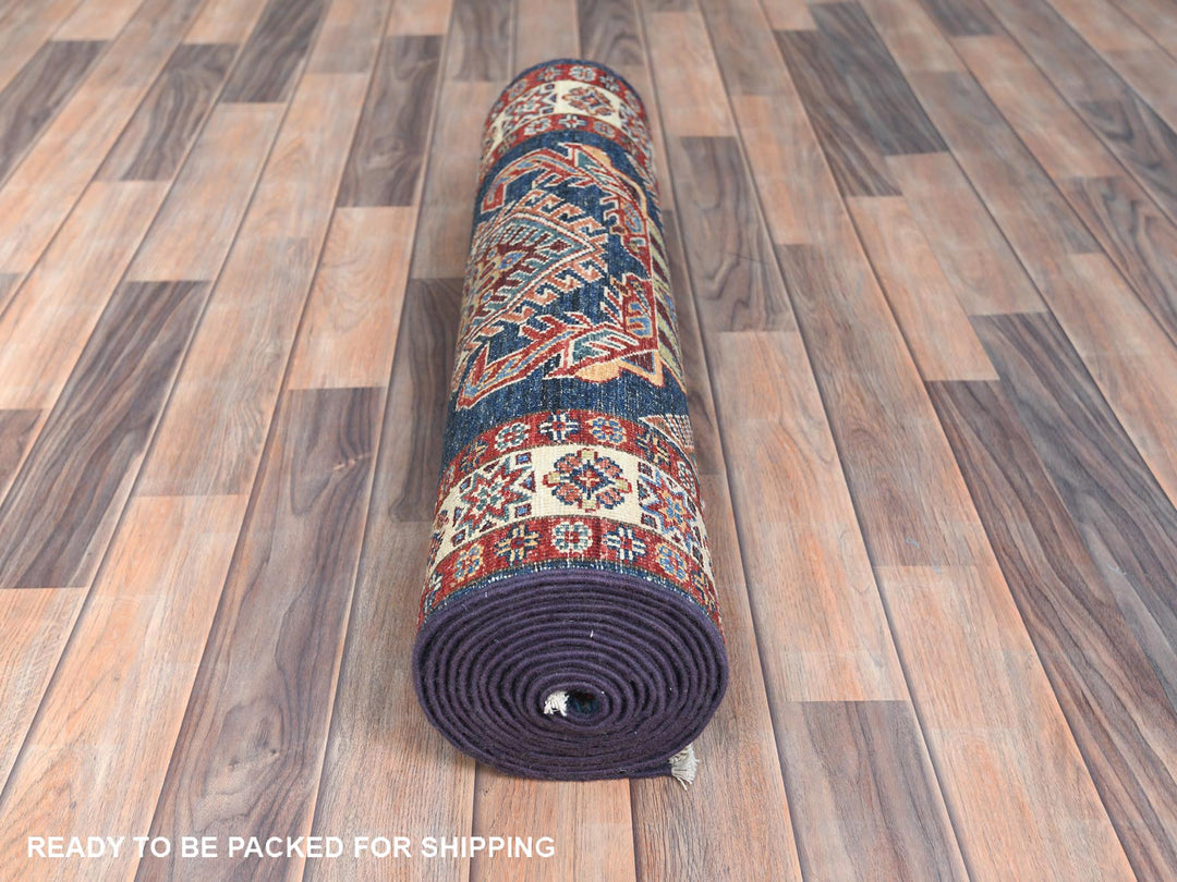 2'7" x 13'6" New Hand Knotted Blue Wool Runner Oriental Rug - MOA10282725