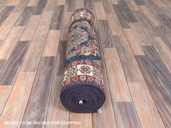 2'7" x 13'6" New Hand Knotted Blue Wool Runner Oriental Rug - MOA10282725