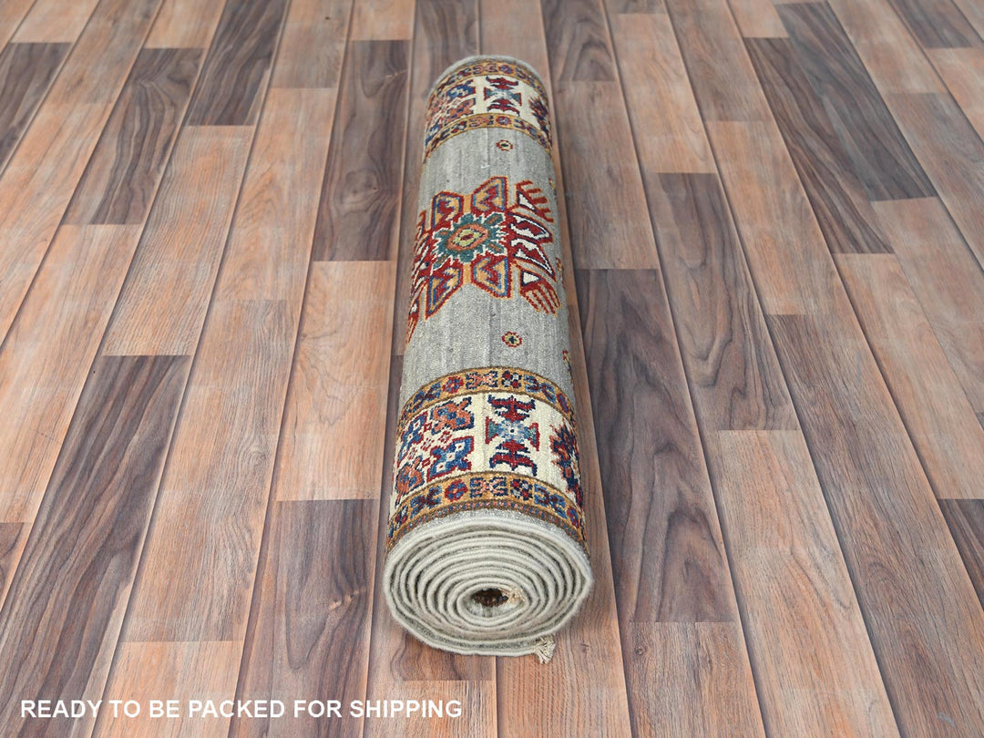 2'7" x 8'5" New Hand Knotted Grey Wool Runner Oriental Rug - MOA10282732