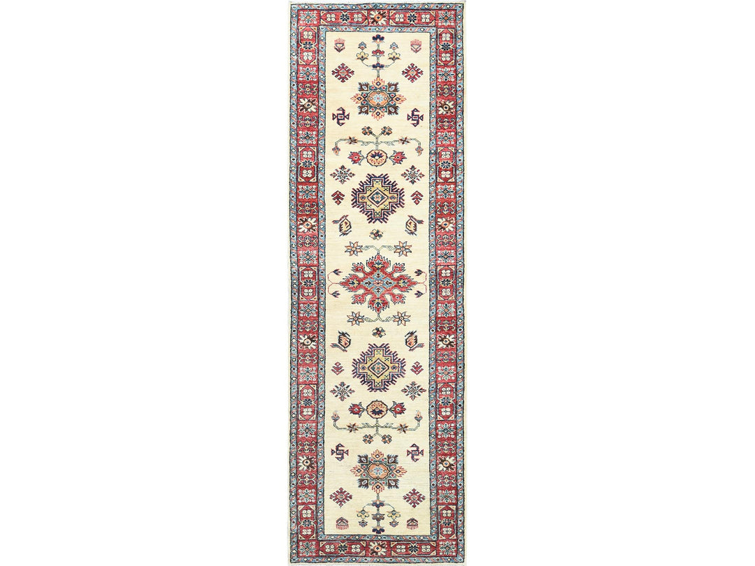 2'7" x 8'6" New Hand Knotted Ivory Wool Runner Oriental Rug - MOA10282733