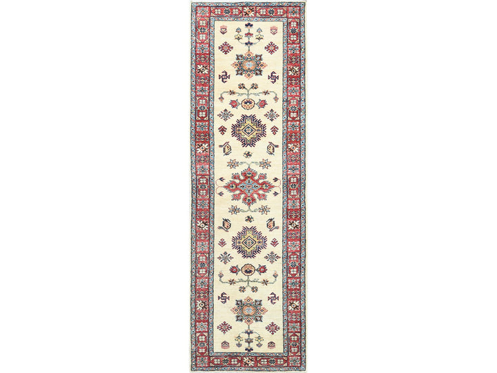 2'7" x 8'6" New Hand Knotted Ivory Wool Runner Oriental Rug - MOA10282733