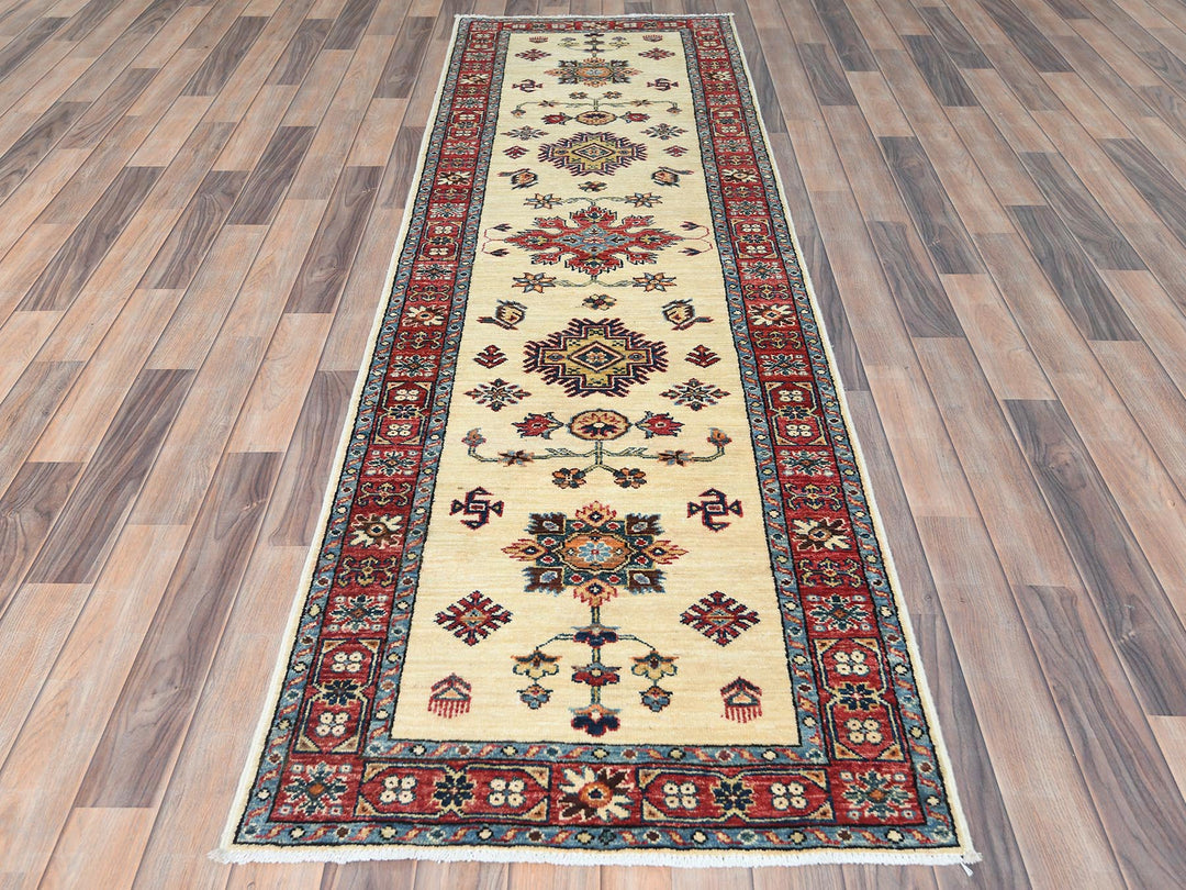 2'7" x 8'6" New Hand Knotted Ivory Wool Runner Oriental Rug - MOA10282733