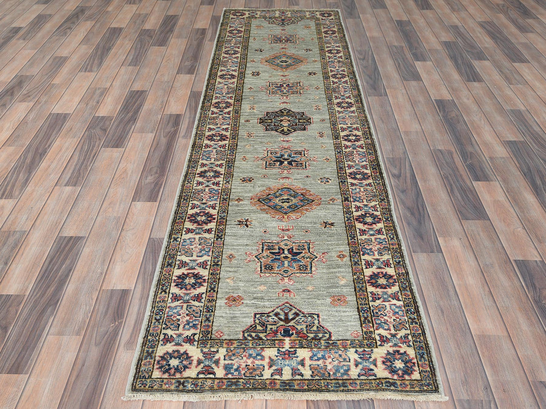 2'5" x 8'6" New Hand Knotted Grey Wool Runner Oriental Rug - MOA10282740