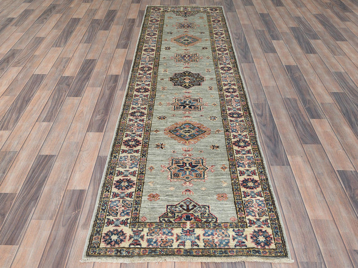 2'5" x 8'6" New Hand Knotted Grey Wool Runner Oriental Rug - MOA10282740