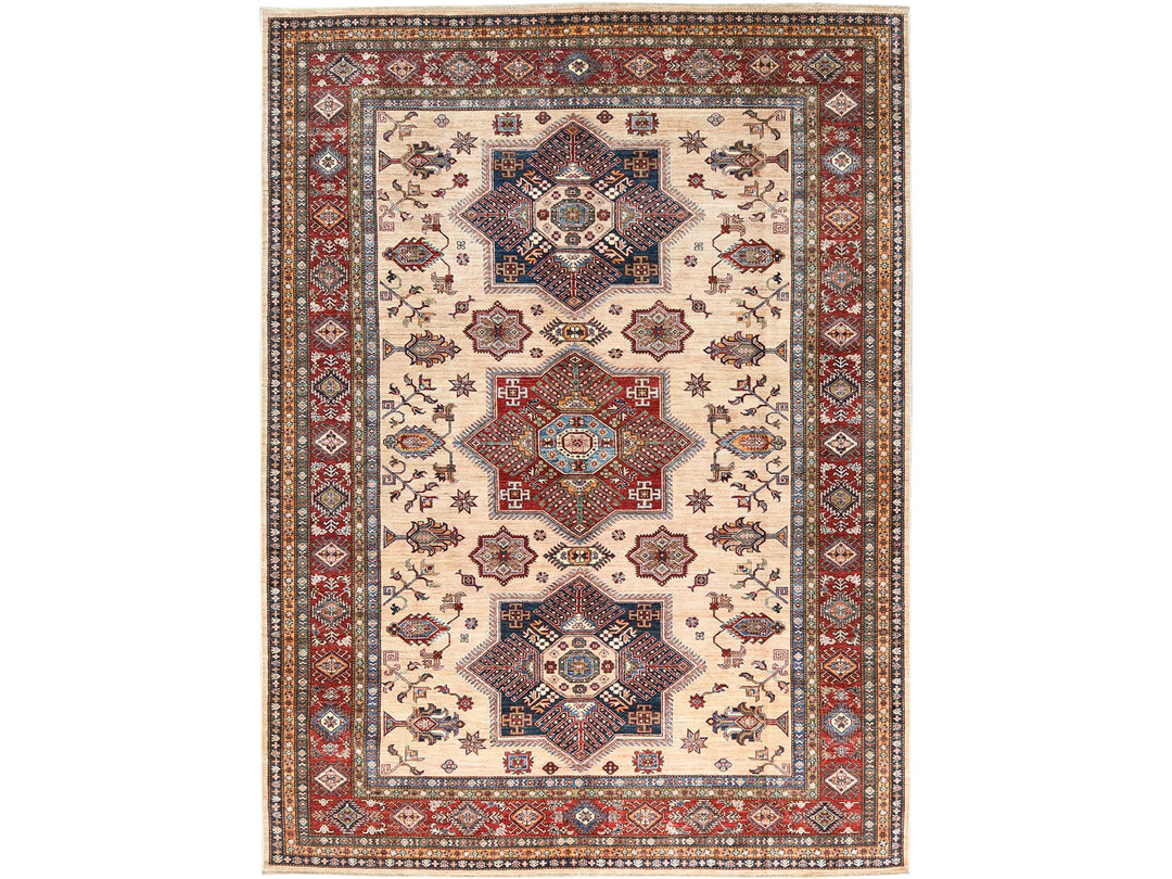 8'10" x 11'9" New Hand Knotted Ivory Wool Rectangle Oriental Rug - MOA10282899