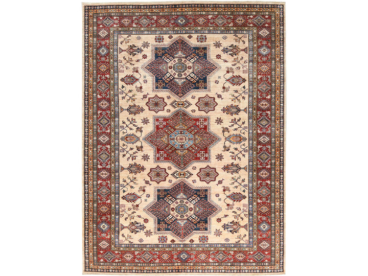 8'10" x 11'9" New Hand Knotted Ivory Wool Rectangle Oriental Rug - MOA10282899