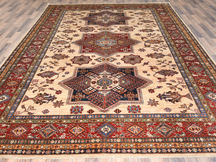 8'10" x 11'9" New Hand Knotted Ivory Wool Rectangle Oriental Rug - MOA10282899