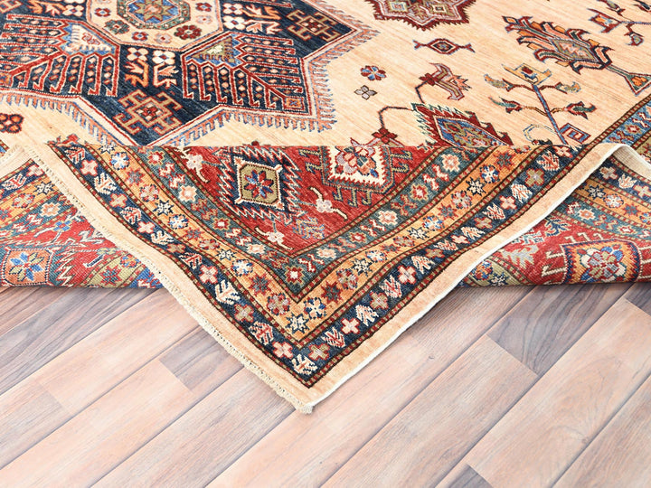 8'10" x 11'9" New Hand Knotted Ivory Wool Rectangle Oriental Rug - MOA10282899