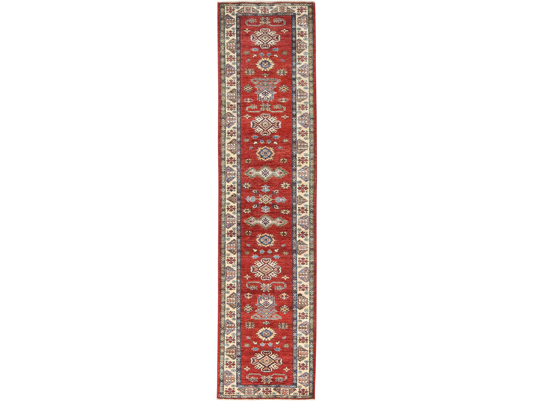 2'10" x 11'7" New Hand Knotted Red Wool Runner Oriental Rug - MOA10282905