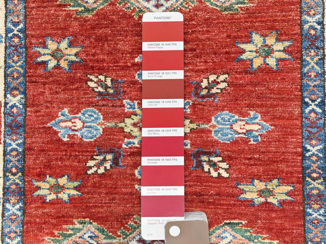 2'10" x 11'7" New Hand Knotted Red Wool Runner Oriental Rug - MOA10282905